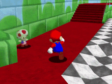 a video game scene with mario and toad