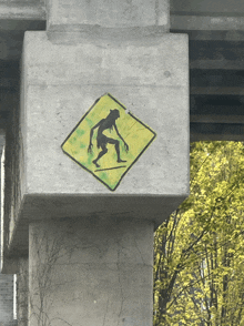a concrete pillar has a sign on it that says ' skateboarder ' on it