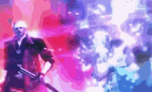 a blurry picture of a man holding a gun