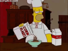 Homer Simpson Burning Cereal GIF