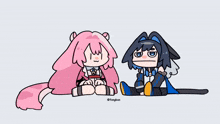 a drawing of two anime characters with the username @fangban