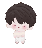 a cartoon character with a towel around his waist is smiling