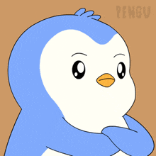 a penguin with its arms crossed and the word pengu on the bottom right