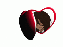 a pair of heart shaped mirrors with a picture of a boy and a girl on them