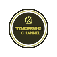 a logo for taemate channel with a white border