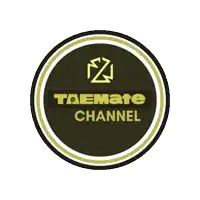 a logo for taemate channel with a white border