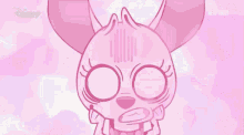 a cartoon of a dog with a sad look on her face is on disney channel