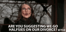 Are You Suggesting We Go Halfsies On Our Divorce Suggest GIF - Are You Suggesting We Go Halfsies On Our Divorce Suggest Divorce GIFs