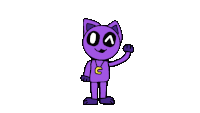 a purple cat wearing a necklace with the letter c on it .