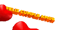 a red heart with the word feliz written in yellow