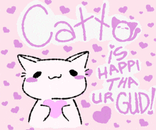 a drawing of a cat with the words catto is happi tha ur guide