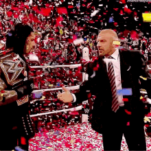 Roman Reigns Wwe Champion GIF - Roman Reigns Wwe Champion Triple H GIFs