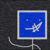 a drawing of a blue square with the letters m and i written on it