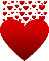 a large red heart surrounded by smaller red hearts on a white background
