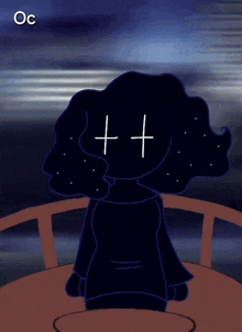 a drawing of a person with a cross on their face and the word oc below it