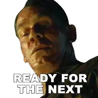 a man with blood on his face and the words ready for the next on the bottom