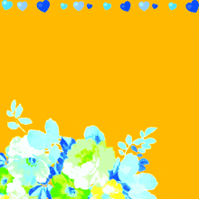 a yellow background with blue hearts and flowers and the words " اللهم صل وسلم وبارك علينا "