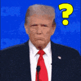 donald trump has a question mark on his face