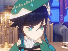 a close up of a person wearing a green hat with the number 10 on it