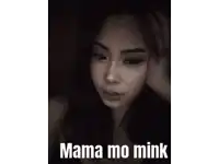 a woman with her eyes closed and the words mama mo mink on the bottom right