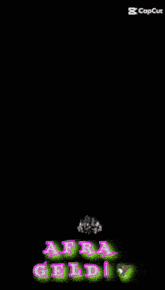 a black background with a splash of water and the words " aura geldi "