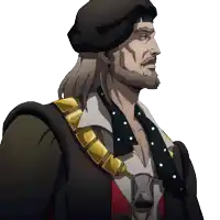 a man with long hair and a beard wearing a hat