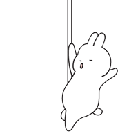 a black and white drawing of a cat pole dancing .