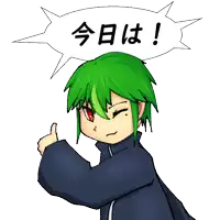 a cartoon character with green hair is giving a thumbs up with a speech bubble that says 29
