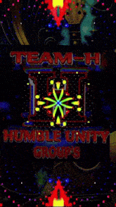a colorful background with the word humanity in the center