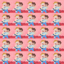 a seamless pattern of two men holding each other on a pink background