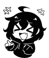 a black and white drawing of a cartoon character giving a thumbs up and smiling .