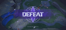 a purple sign that says defeat in a game