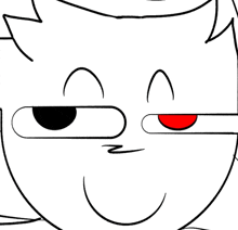 a drawing of a person with a red eye and a black eye