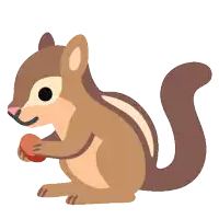 a chipmunk holding a nut in its paws on a white background