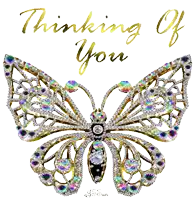 a picture of a butterfly with the words thinking of you below it