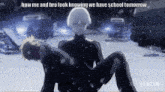 a man is carrying another man in the snow with the words how me and bro look knowing we have school tomorrow