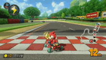 a video game is being played on a 12th place track