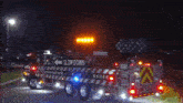 a truck that has slow down written on it