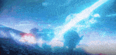 a computer generated image of a blue light coming out of a cloud