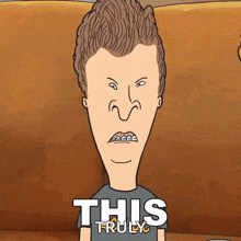 a cartoon of a man with braces on his teeth says this truly