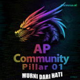 an ap community pillar 01 poster with a colorful dragon