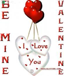 a valentine 's day greeting with hearts and balloons that say i love you