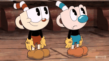 Stopped From Talking Cuphead GIF - Stopped From Talking Cuphead Mugman GIFs
