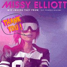 a poster for missy elliott 's wtf where they from with a woman wearing goggles