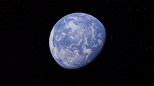 a close up of a blue planet with clouds
