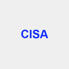 a white background with the word cisa in blue