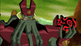 a cartoon character with a beard and a red hat is holding a box with the letter u on it