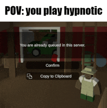 a screenshot of a game that says " you play hypnotic "