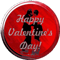 a happy valentine 's day sign with a couple dancing