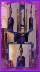a woman is taking a picture of herself in the mirror